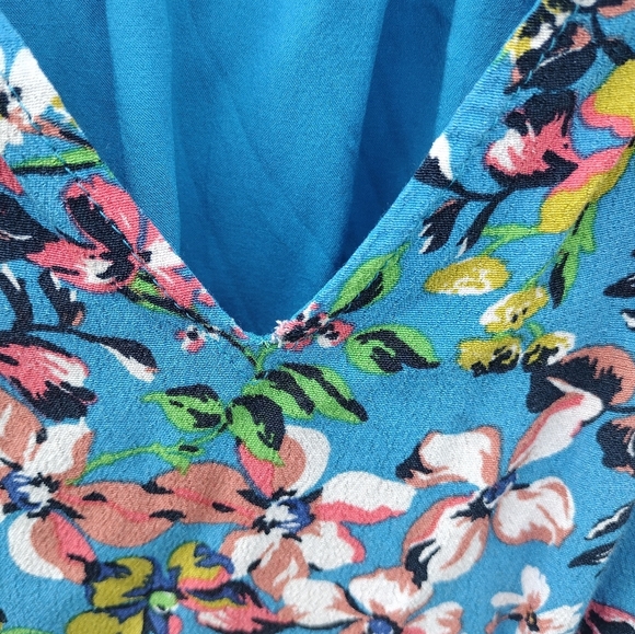 Anthropologie Robin Tiered Mini Dress Blue Green Floral XS - Picture 5 of 9